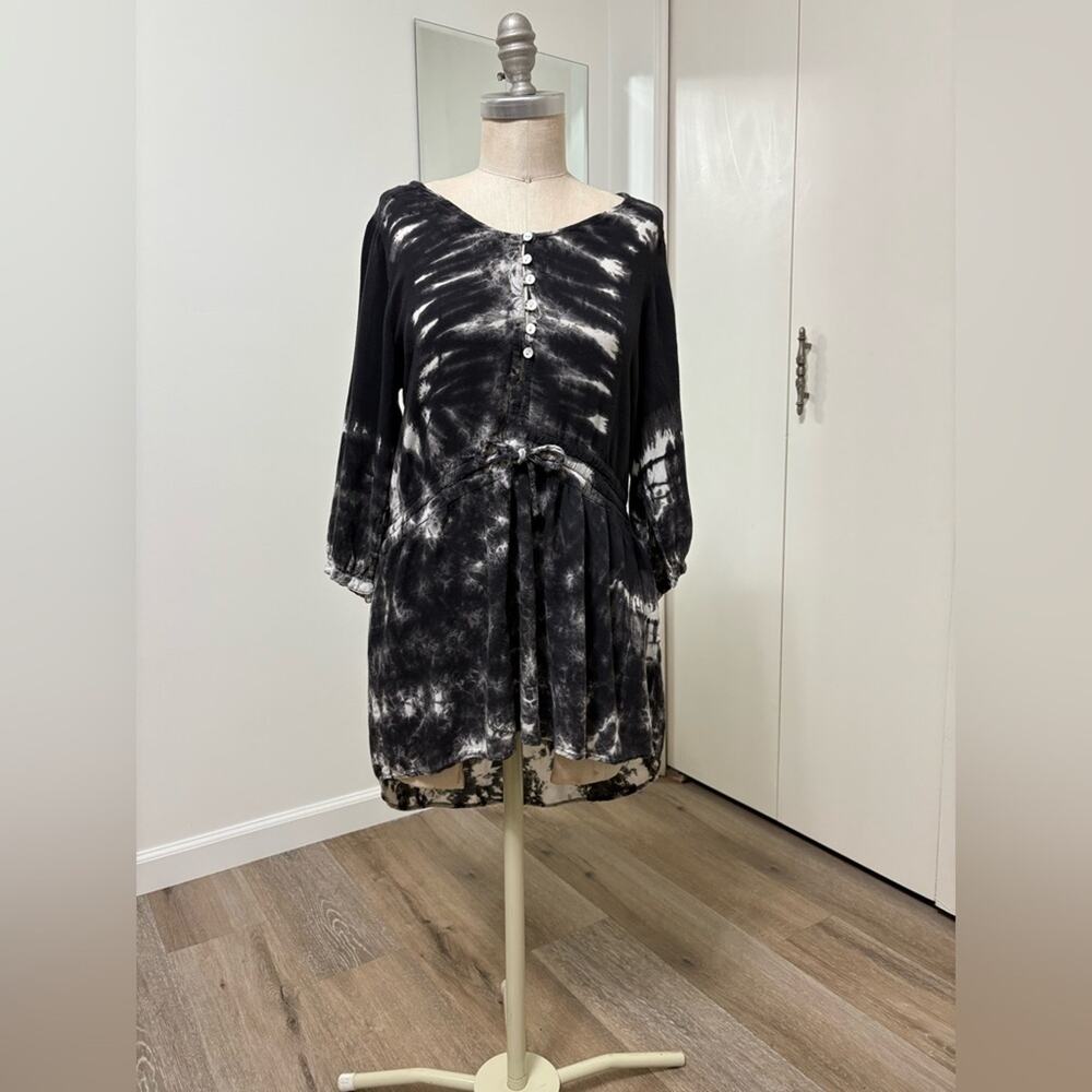 RAGA Black Tie-Dye Tunic Woman's Top Medium